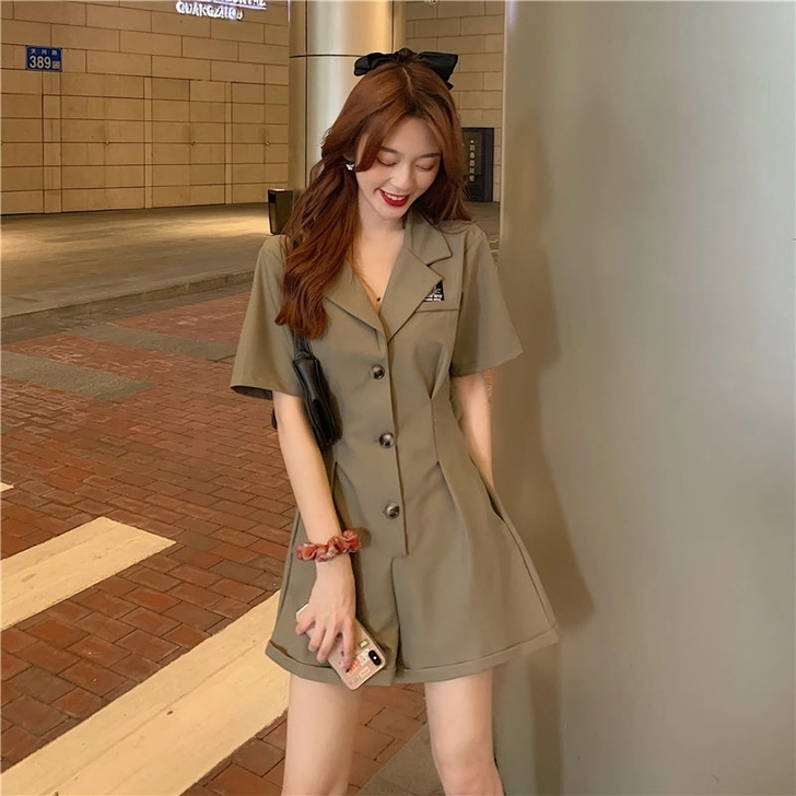 夏季2021新款高级感韩版宽松气质收腰显瘦...