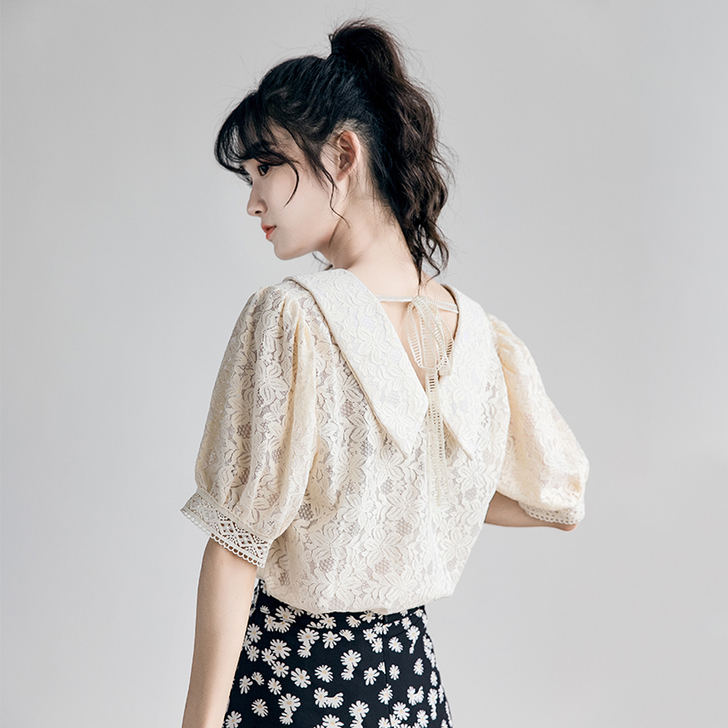 瑰朵 蕾丝雪纺衫