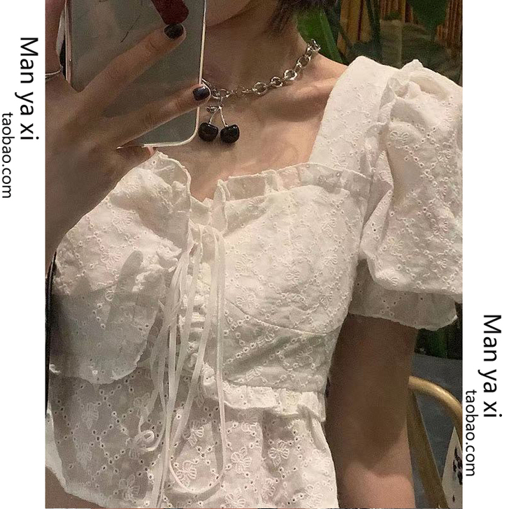 曼娅希 蕾丝雪纺衫