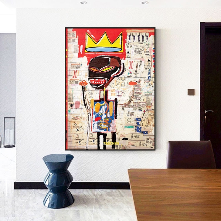 巴斯奎特装饰画Basquiat皇冠挂画玄关...