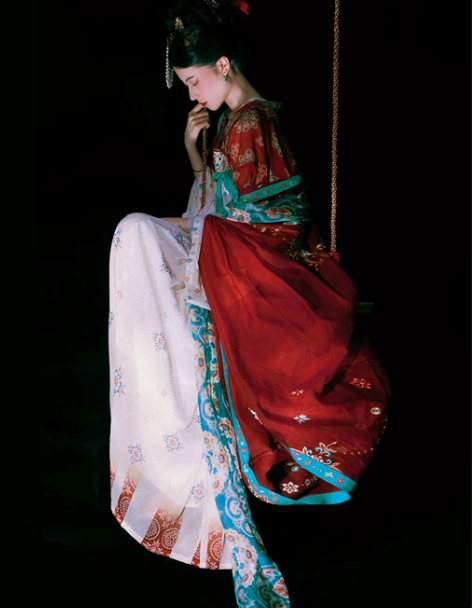 重回汉唐汉服 原创花想容颜唐制背子齐胸襦裙...