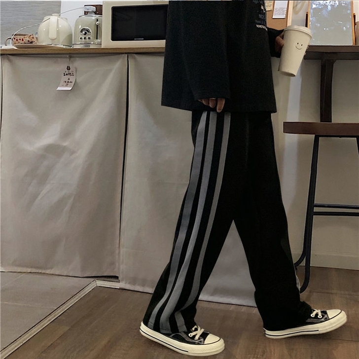 全新 高街裤子男士夏季宽松直筒潮流百搭阔腿...