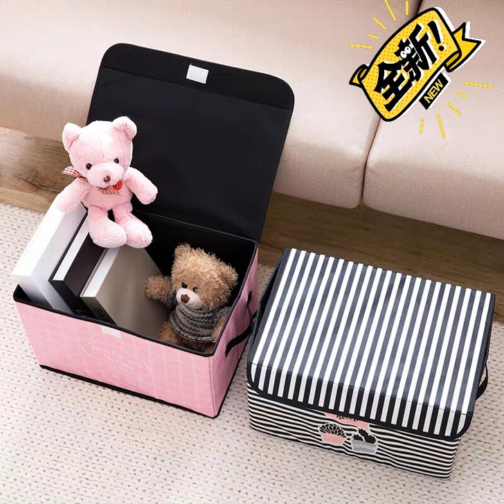 全新无纺布收纳箱折叠有盖衣服储物箱箱子 布...