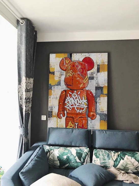 暴力熊挂画儿童房主卧室竖款芝麻街卡通KAW...