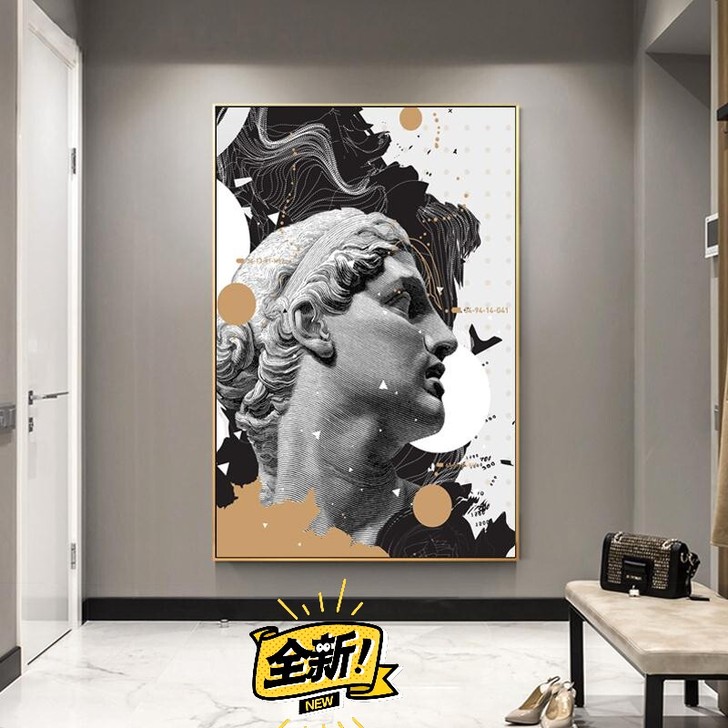 北欧黑白灰人物装饰画工业风小众挂画免打孔玄...