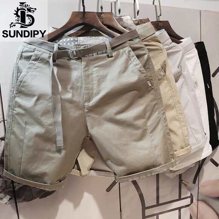 夏季ins港风东大门男士新款宽松休闲工装短...