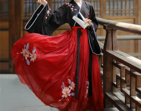 兮颜汉服女原创正品中国风交领齐腰襦裙学生仙...