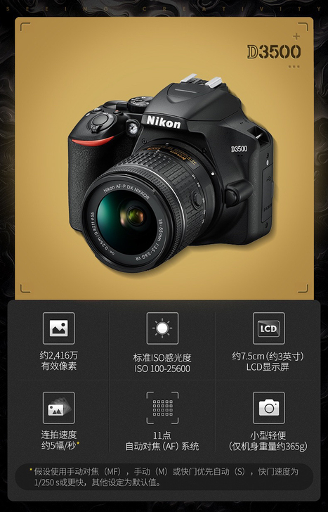 NiKon/尼康 D3500单反照相机，门...