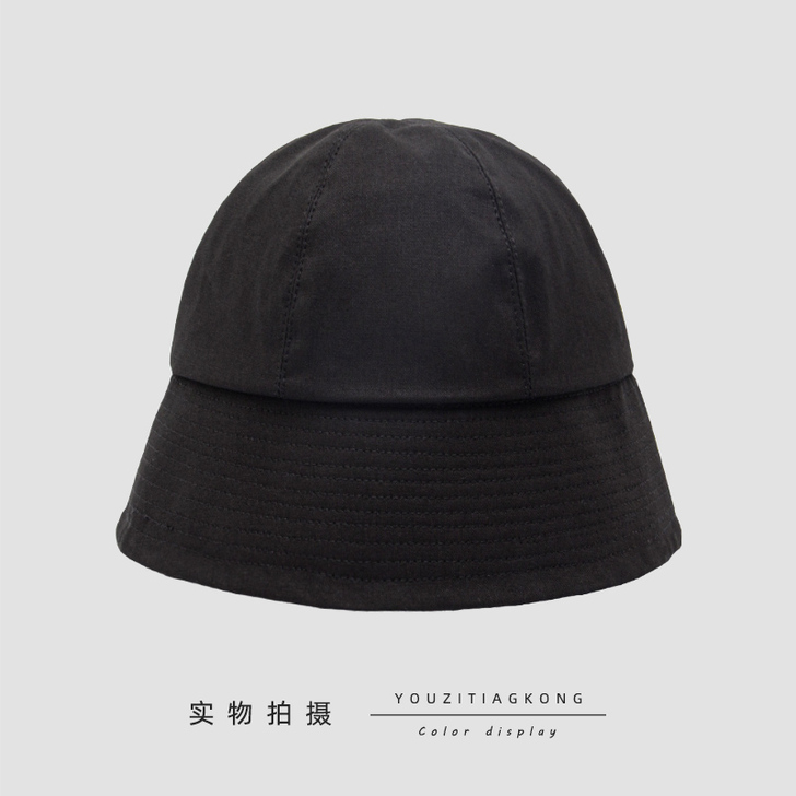 日系水桶帽女网红款黑色自闭盆帽秋冬韩版遮阳...