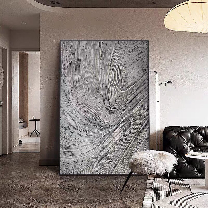 现代简约黑白线条装饰画客厅玄关壁画工业风抽...