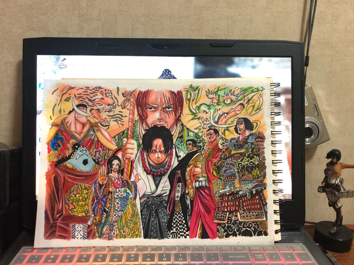 海贼王手绘画马克笔彩铅可定制送礼