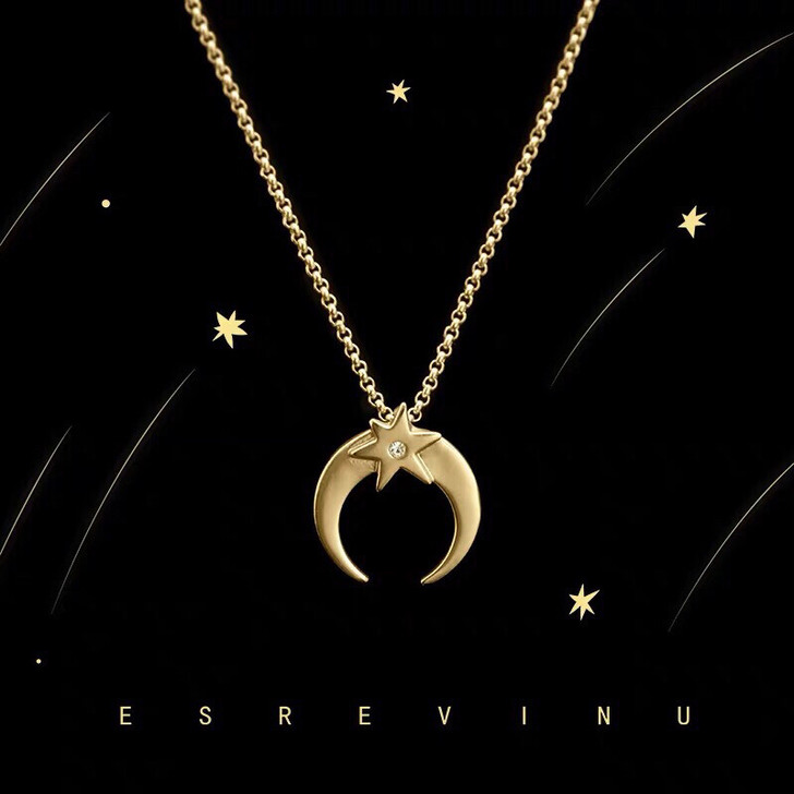 星月18k钻石项链彩金吊坠小众设计轻奢锁骨...
