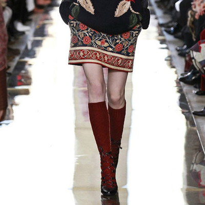 21春秋新款大牌走秀款复古提花半身裙欧式裙...