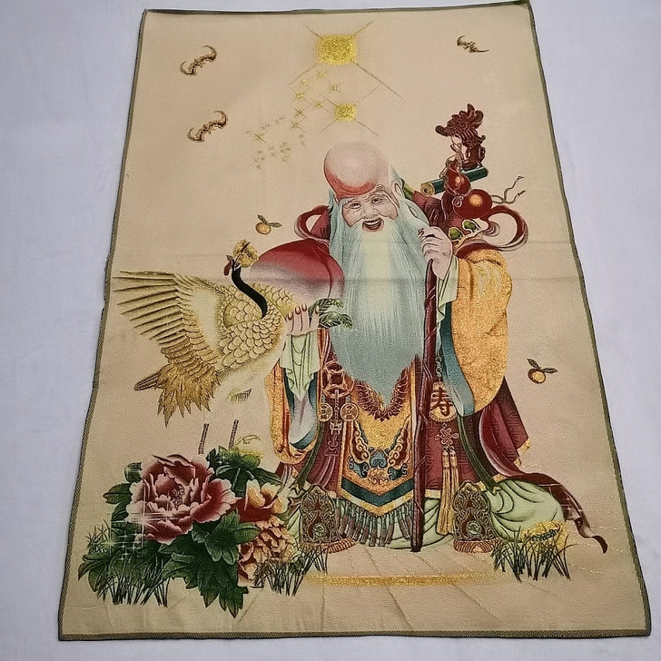 高档礼品唐卡画 中堂画织锦绣丝绸绣 仙鹤寿...