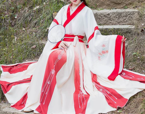 正品汉服女中国风红色交领刺绣襦裙魏晋风古风...