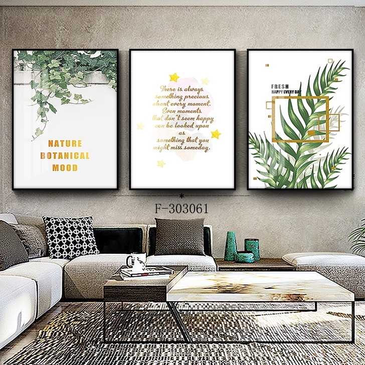 新款装饰画植物三联画客厅背景墙壁画现代简约...