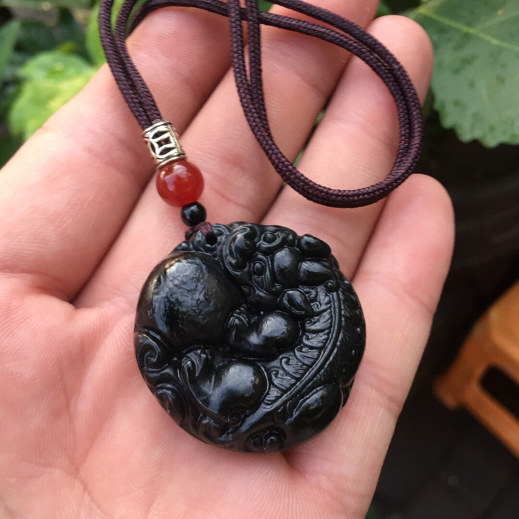 结缘出天然玉石吊坠 黑墨玉貔貅吊坠 财源滚...