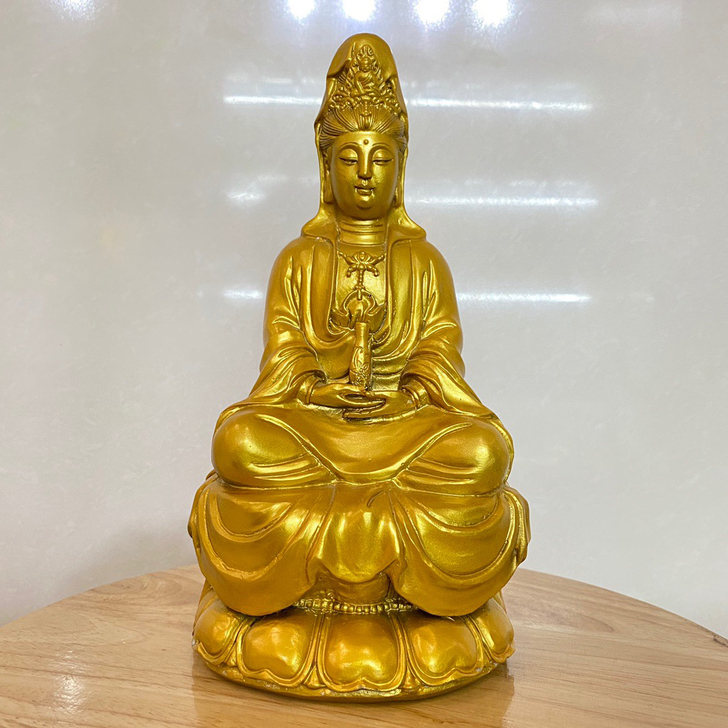 【臻品收藏】精工铜鎏金工艺《观音》一尊，招...