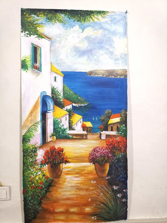 60厘米乘1.2米油画风景,手绘作品 ,可...