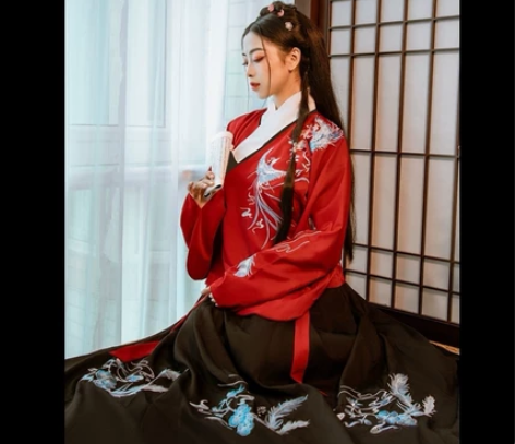 艺缕原创正品【鸾凤】 红袄黑裙三米摆 s码...