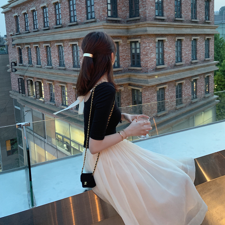 金蘑菇菇 穿上想转圈圈仙女网纱高腰显瘦中裙...