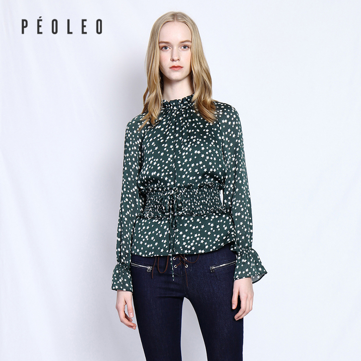 Peoleo/飘蕾 蕾丝雪纺衫，穿过一次