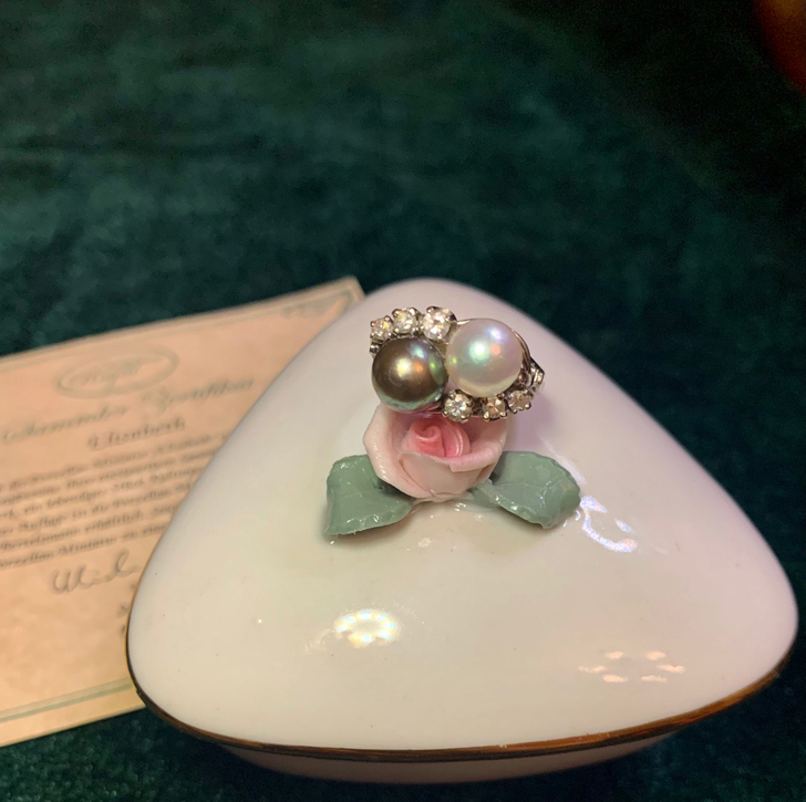 vintage大溪地akoya珍珠钻石戒指