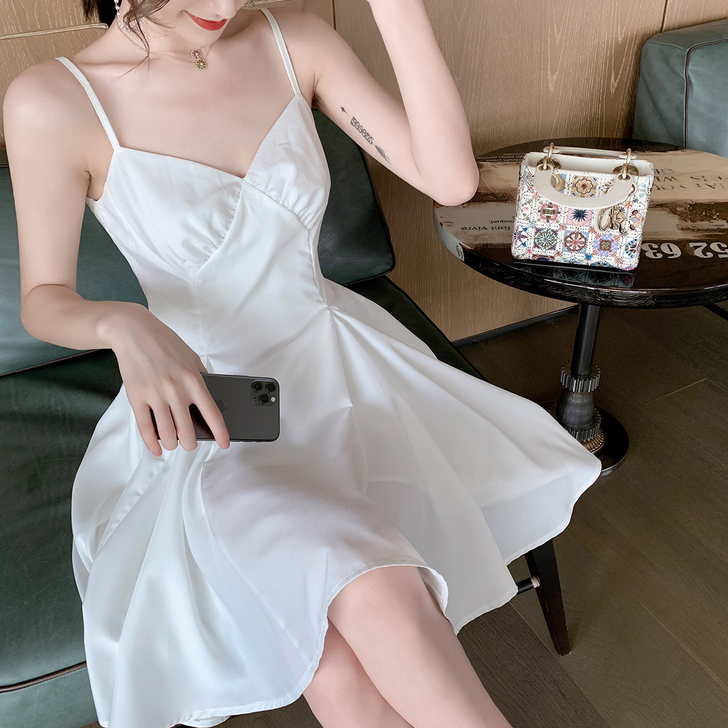 ByYou 夏季气质白色吊带连衣裙女202...