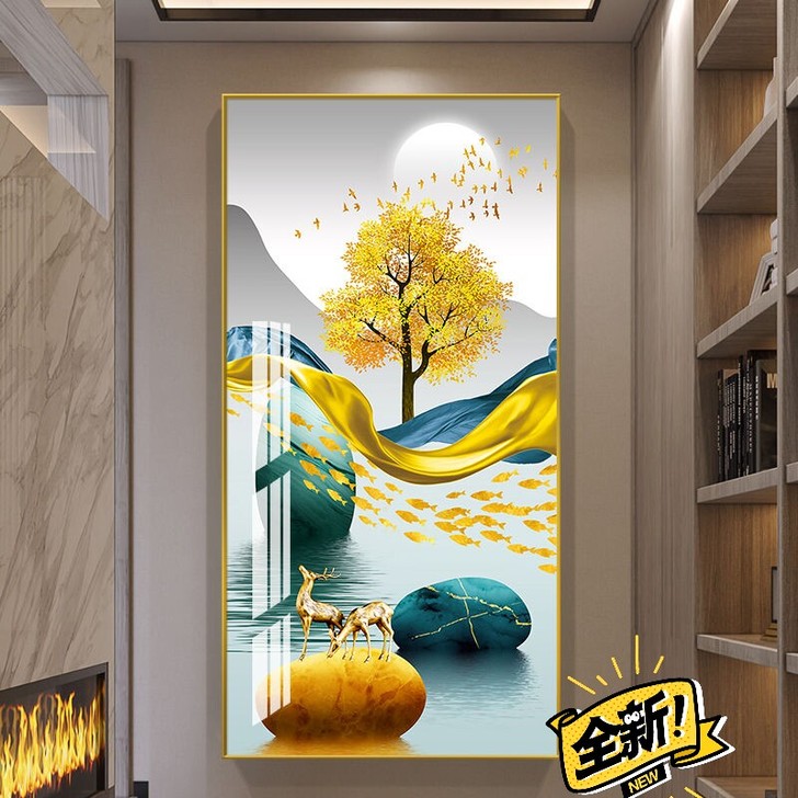 玄关装饰画竖版走廊挂画现代简约客厅墙面简约...