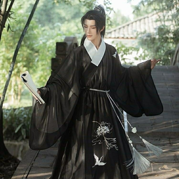 原创汉服鹤莲语男女日常明制道袍披风超仙广袖...