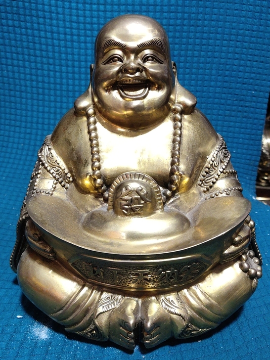 铜佛像弥勒佛，高20.5厘米，重3.2斤，...
