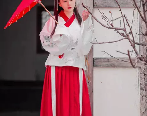 千韵岗原创 与鹤游 明制交领琵琶袖袄裙汉服...