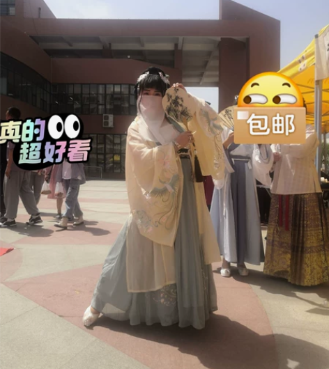 劲合夫诸原创汉服夫诸绣花单件米黄色大袖衫 ...