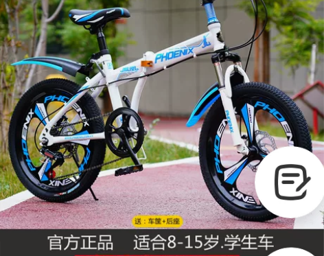 上海凤凰儿童自行车男孩中大童女单折叠脚踏山...