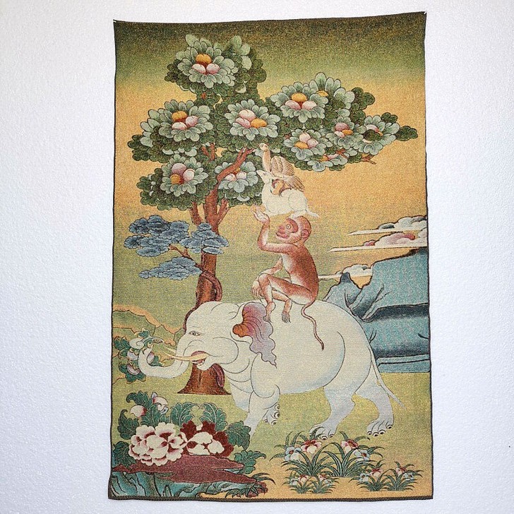 （结缘）西藏唐卡金丝布织唐卡挂画刺绣画 客...