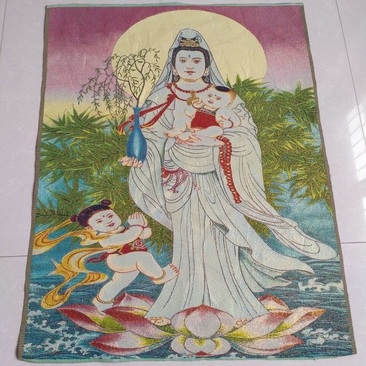 清仓,尼泊尔唐卡画像观音送子唐卡刺绣画居家...