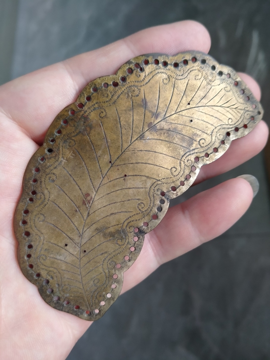 清代铜鎏金树叶，雕刻工艺精细，160包老包邮