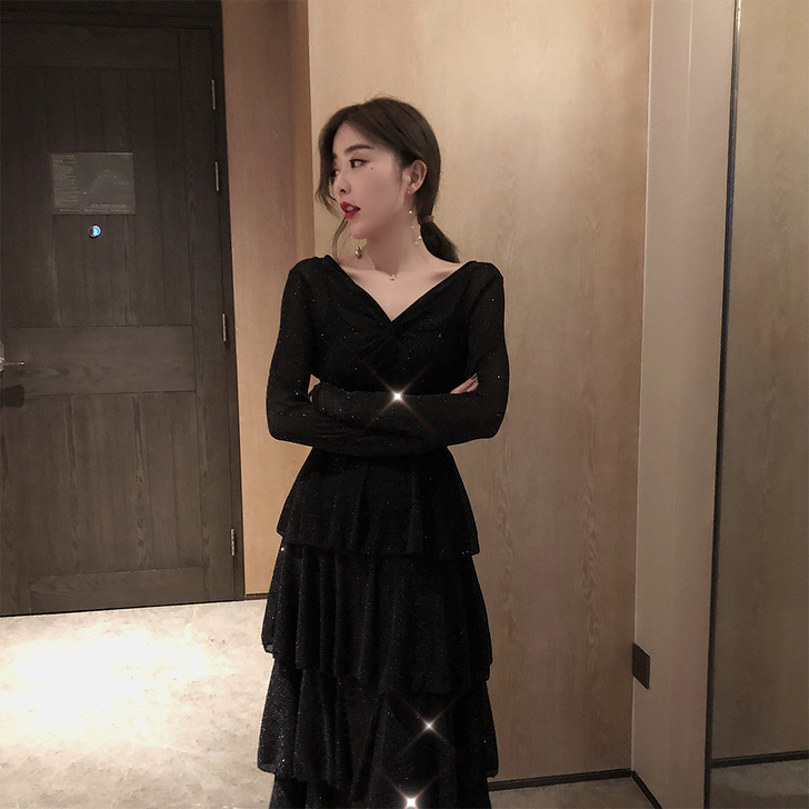 byyou 连衣裙亮闪闪的蛋糕裙，适合胸大...