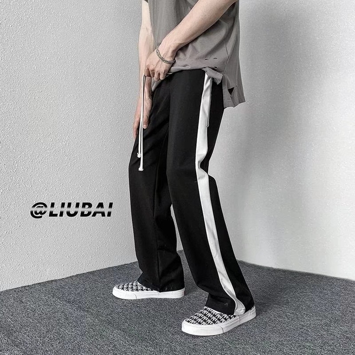 高街复古运动裤子男宽松百搭潮流ins潮牌拼...