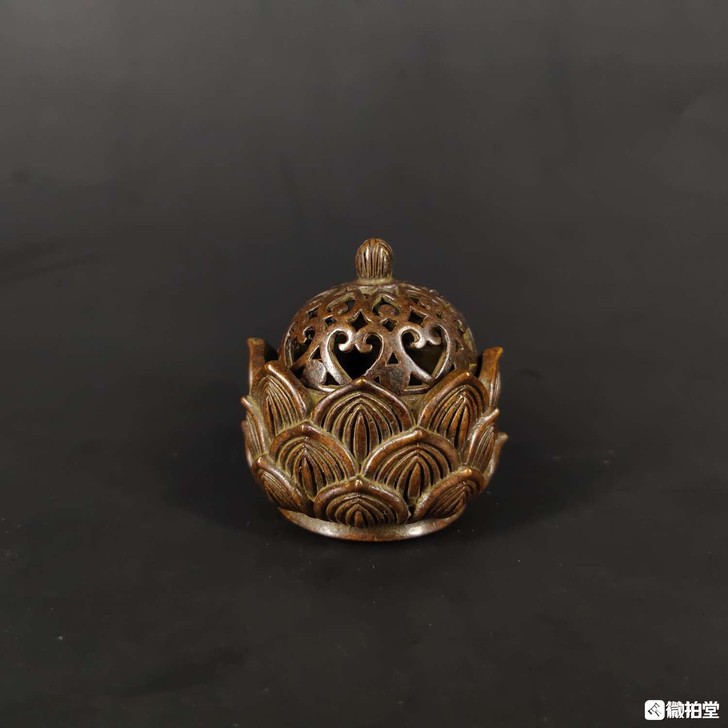 海外精工纯铜莲花香炉复古香炉摆件 【海外精...