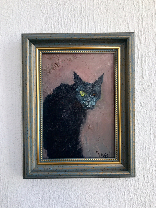 《怪猫》 手绘油画作品