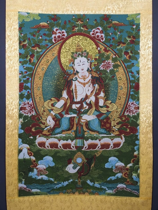 编号:唐卡066。批发中堂唐卡刺绣画 织锦...