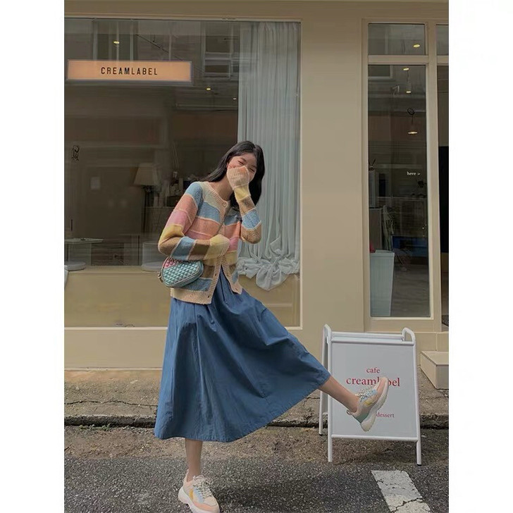 范智乔  黑色半身裙女中长款早秋冬学生小个...