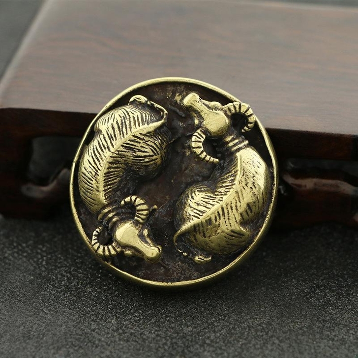 海外回流～牛转乾坤摆件黄铜茶宠 黄铜扭转乾...