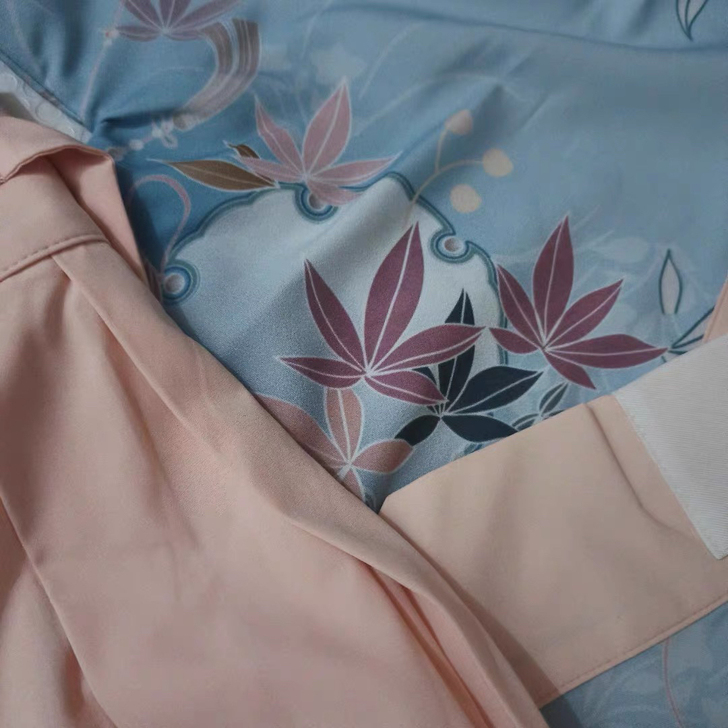 汉尚华莲枫灵原创汉服女明制交领衫搭褶裙枫叶...