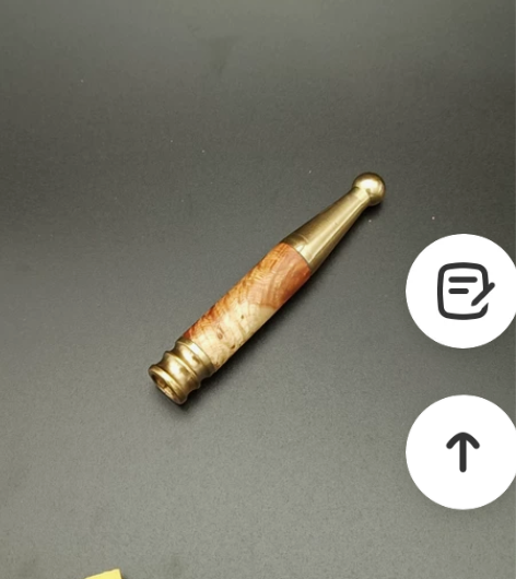 纯手工制作黄铜麻梨钢木结合烟嘴粗细两用过滤...
