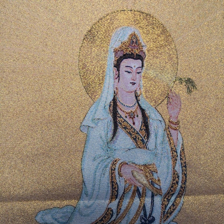 藏佛唐卡织锦衣观音杨柳枝玉净瓶图像高品唐卡...