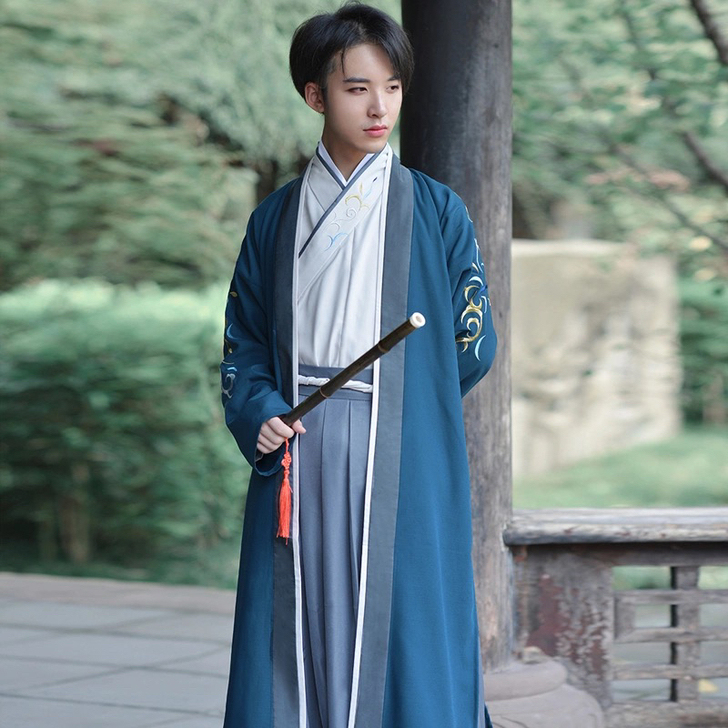 古装汉服男学生书生交领新款中国风演出服舞台...