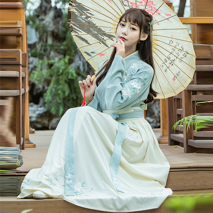 日常汉服齐腰襦裙古装服装中国风仙女装春夏装...