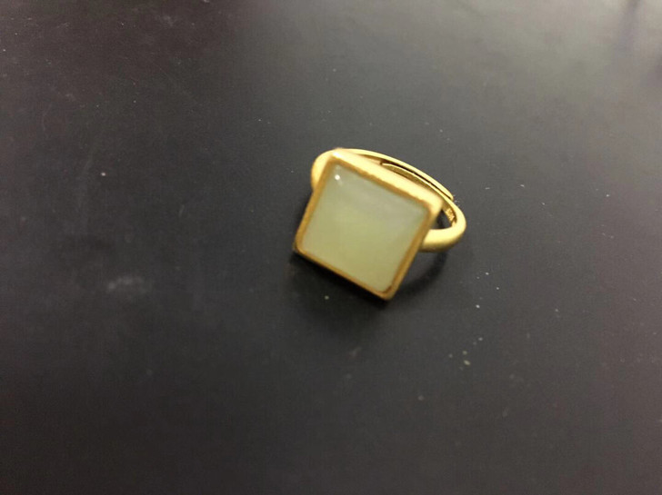 和田玉方戒俄料古法金工艺简约时尚大方28元